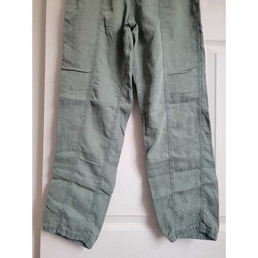 Faherty Linen Blend Elastic Waist‎ Tapered Arlie Pants in Thyme Medium - Picture 10 of 12